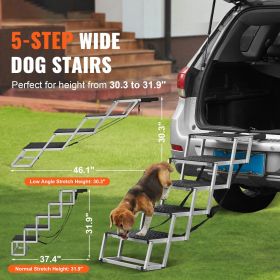 Dog Stair for Cars, Wide 5-step Dog Car Steps, Folding Dog Car Ramp with Nonslip Surface, Portable Pet Steps Lightweight Aluminum for Car Dog Stair for Cars, Wide 5-step Dog Car Steps, Folding Dog Car Ramp with Nonslip Surface, Portable Pet Steps Lightweight Aluminum for Car